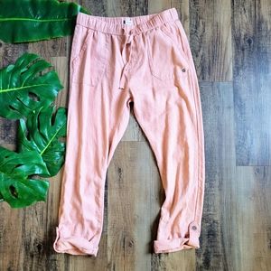 Roxy Rolled Up Linen Blend Pants